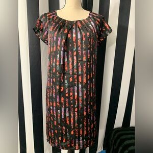 2/$15- Forever 21 Red and Black Floral Striped Dress